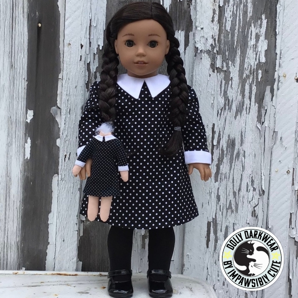 🎨 Wednesday Addams American Girl Basic Dress with Black Tights & Headles